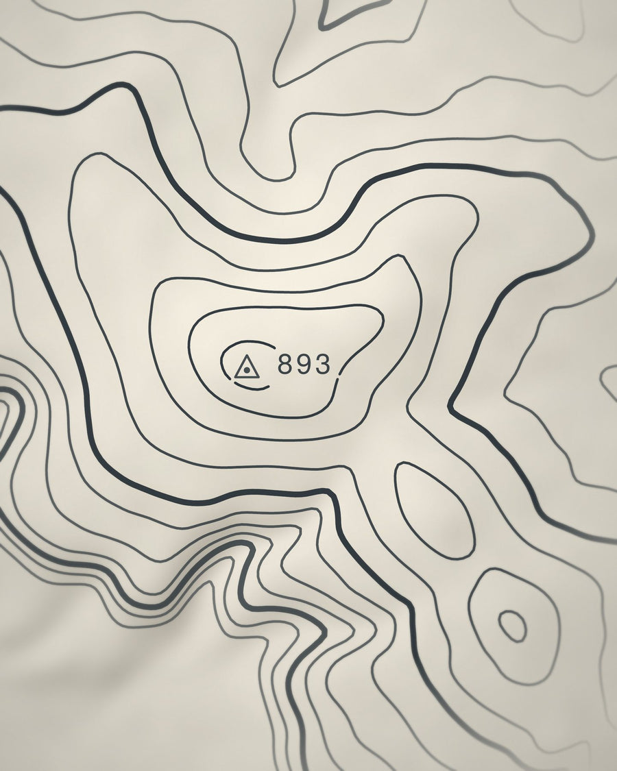 Close-up of the Cross Fell contour lines and summit on matte paper