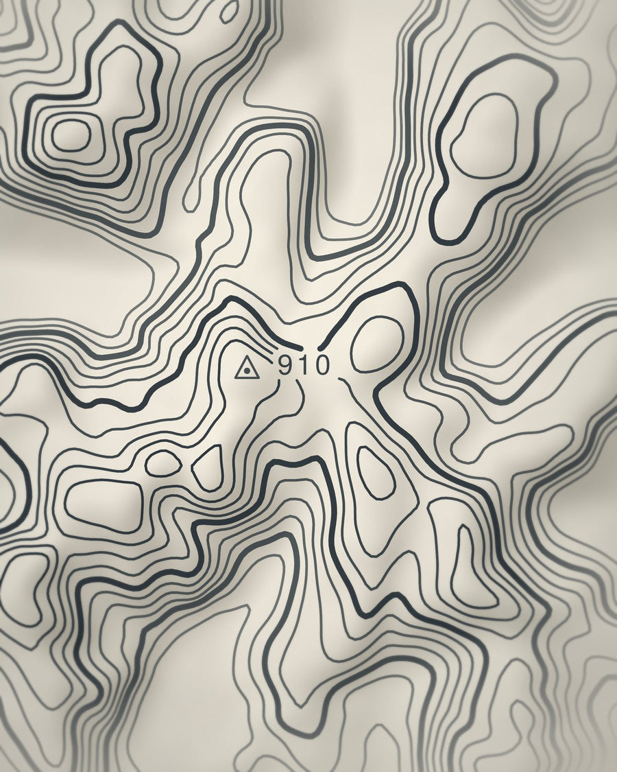 Close-up of the Great End contour lines and summit on matte paper