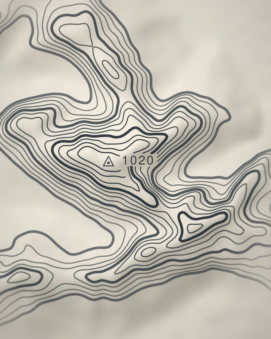 Close-up of the Ladhar Bheinn contour lines and summit on matte paper