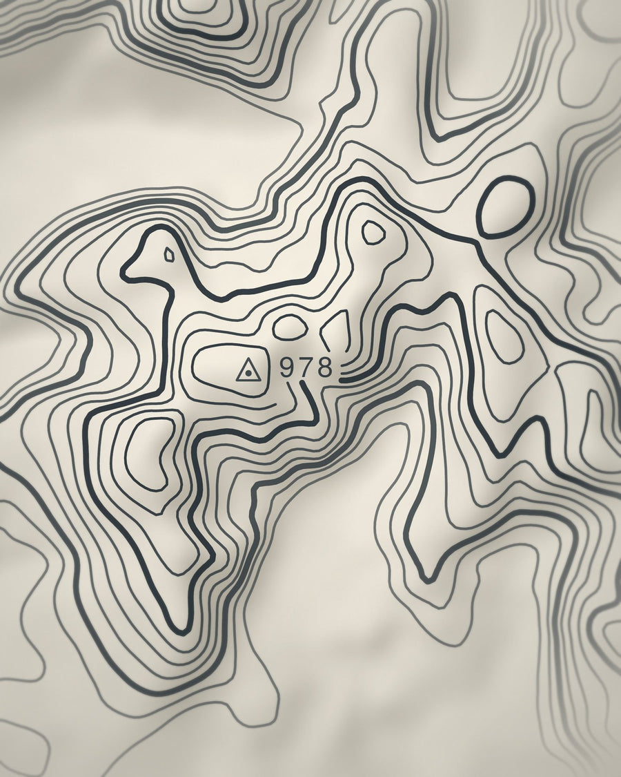 Close-up of the Scafell Pike contour lines and summit on matte paper