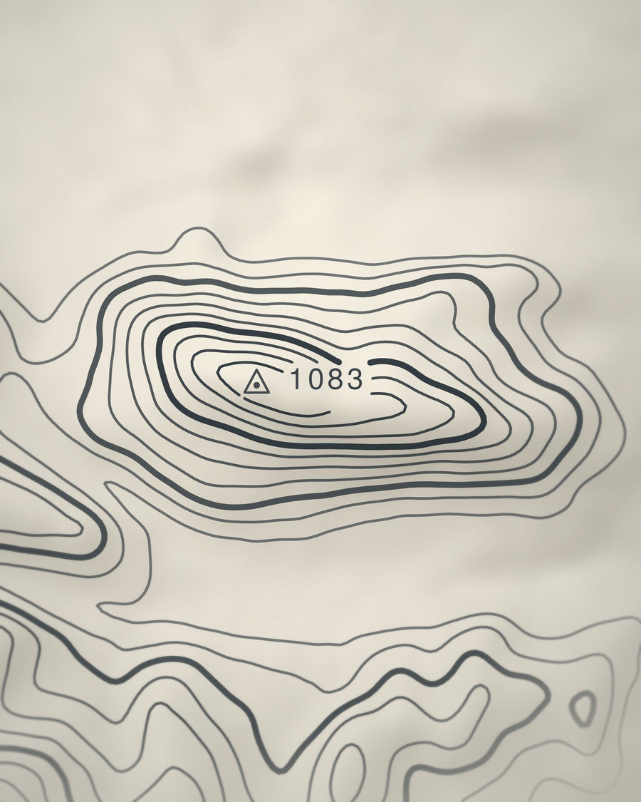 Close-up of the Schiehallion contour lines and summit on matte paper