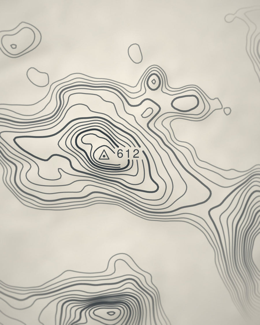Close-up of the Stac Pollaidh contour lines and summit on matte paper