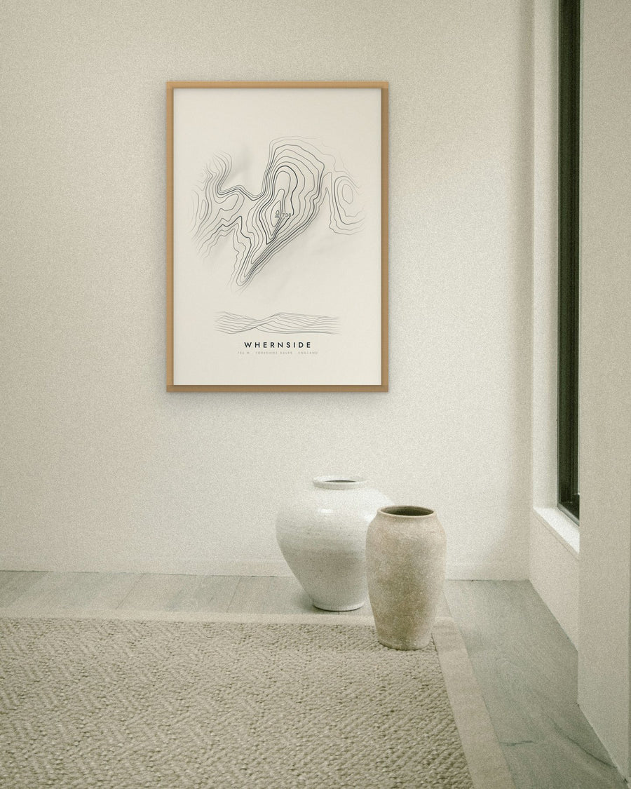 Whernside contour print at 70 × 100 cm in an oak frame (frame not included)