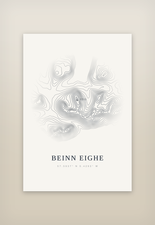 Beinn Eighe contour print, mounted