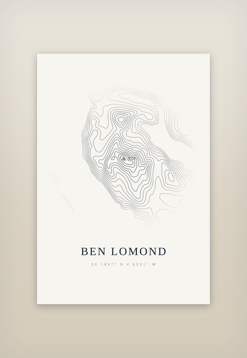 Ben Lomond contour print, mounted