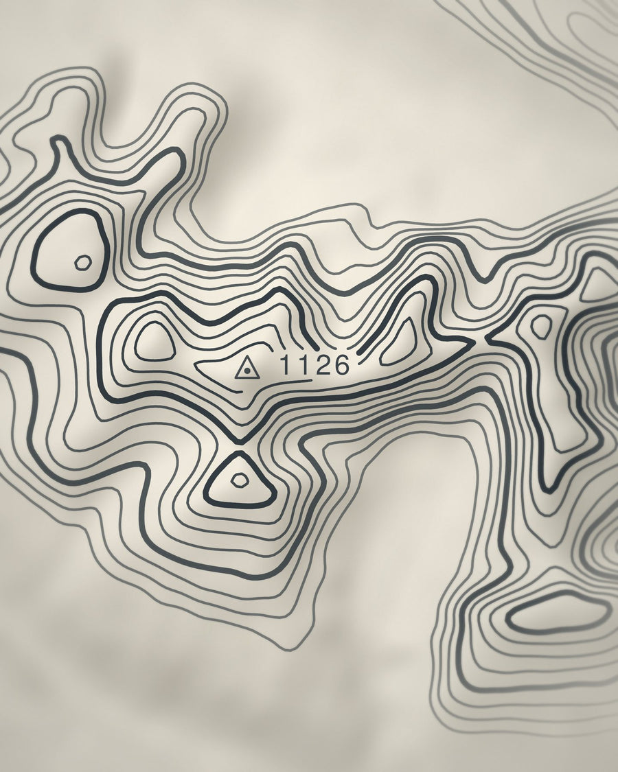 Close-up of the Ben Cruachan contour lines and summit on matte paper