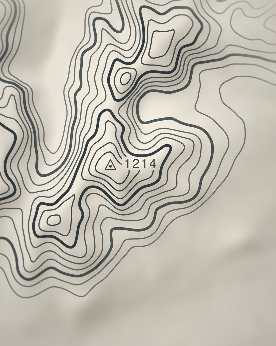 Close-up of the Ben Lawers contour lines and summit on matte paper