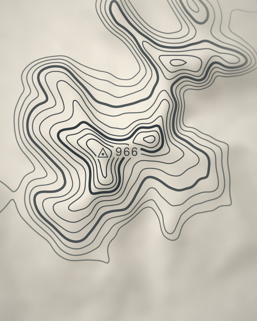 Close-up of the Ben More contour lines and summit on matte paper