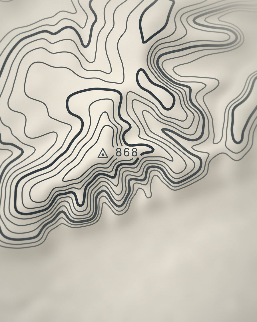 Close-up of the Blencathra contour lines and summit on matte paper
