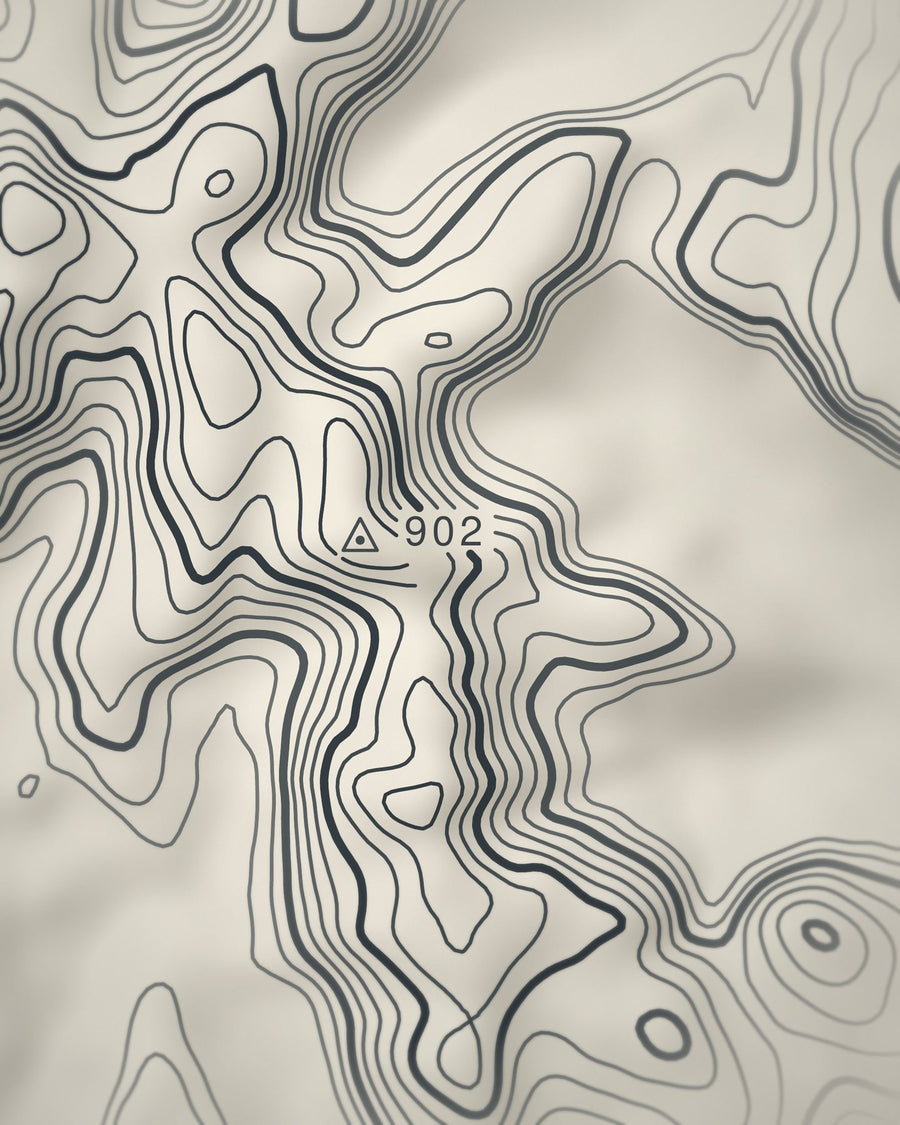 Close-up of the Bowfell contour lines and summit on matte paper