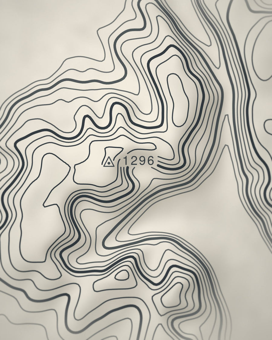 Close-up of the Braeriach contour lines and summit on matte paper