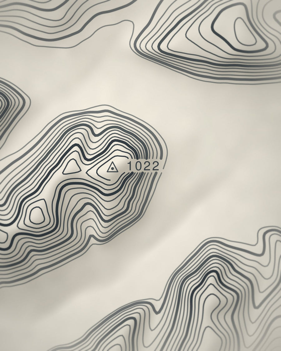 Close-up of the Buachaille Etive Mòr contour lines and summit on matte paper