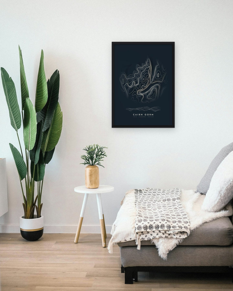 Cairn Gorm Midnight print framed on a living room wall (frame not included)