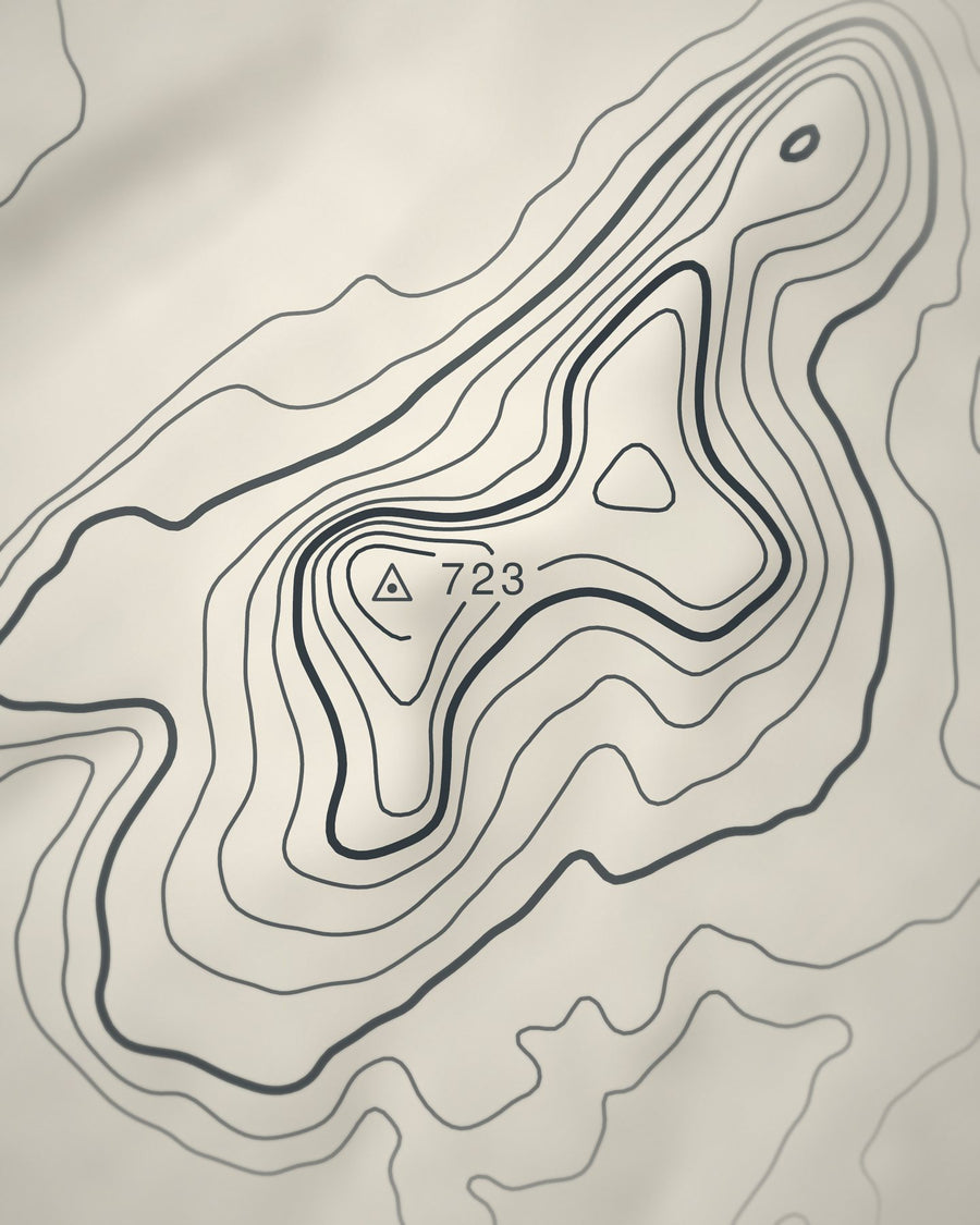 Close-up of the Ingleborough contour lines and summit on matte paper