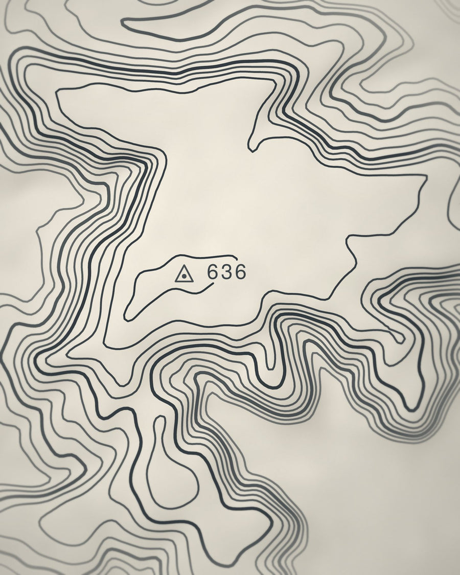 Close-up of the Kinder Scout contour lines and summit on matte paper