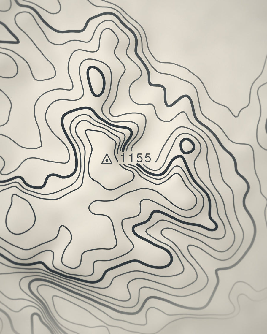 Close-up of the Lochnagar contour lines and summit on matte paper