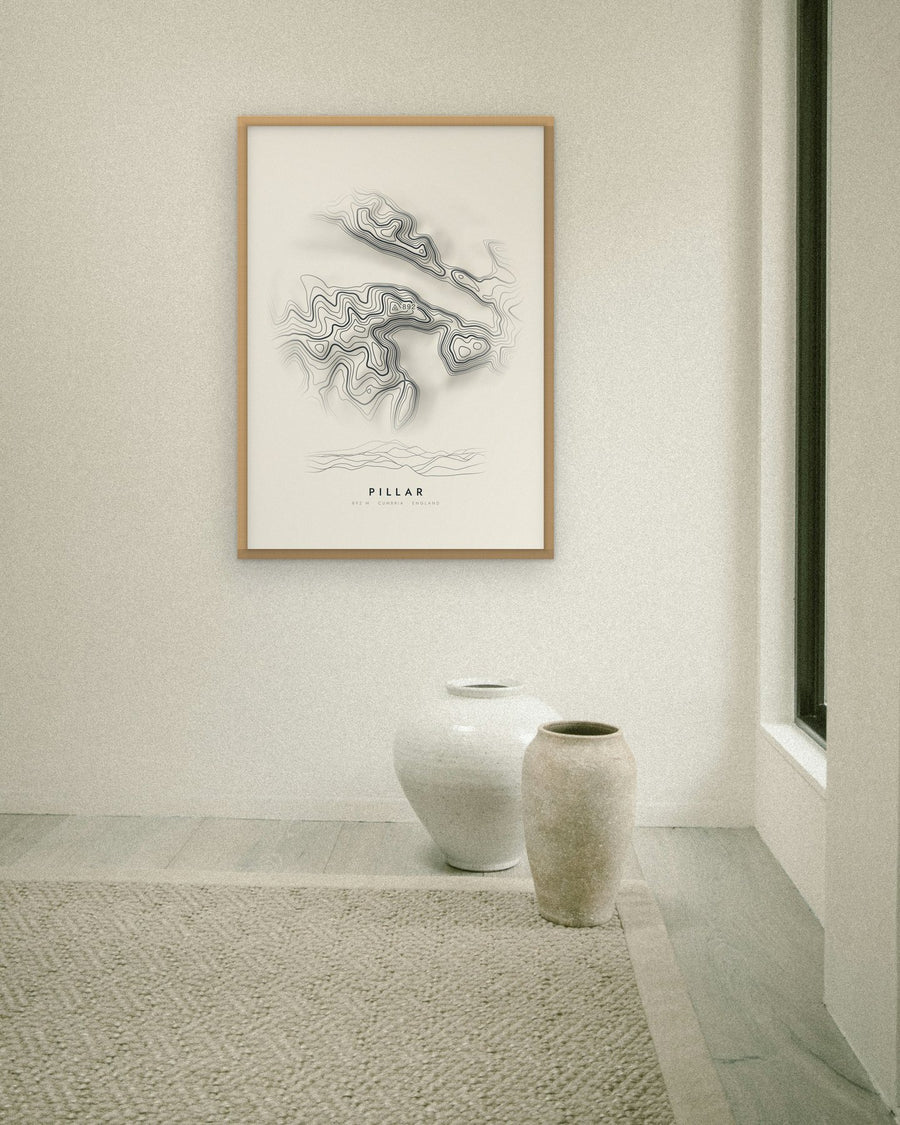 Pillar contour print at 70 × 100 cm in an oak frame (frame not included)