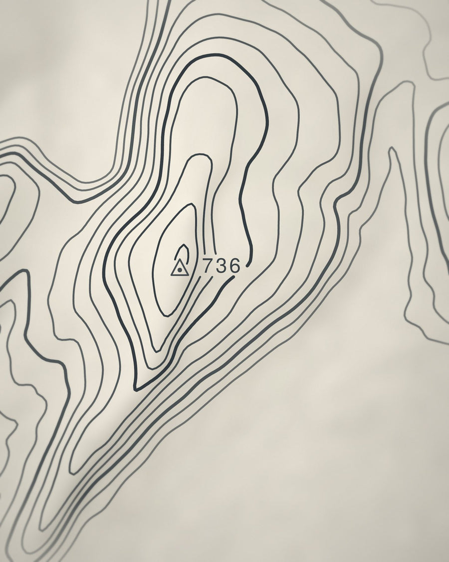 Close-up of the Whernside contour lines and summit on matte paper