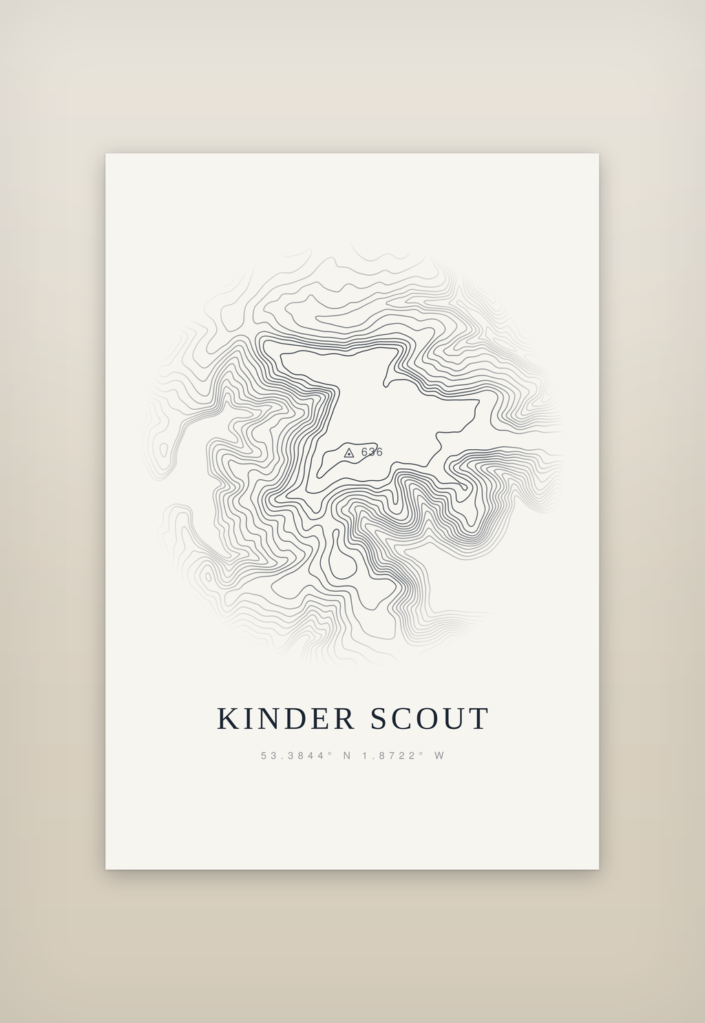 Kinder Scout contour print, mounted