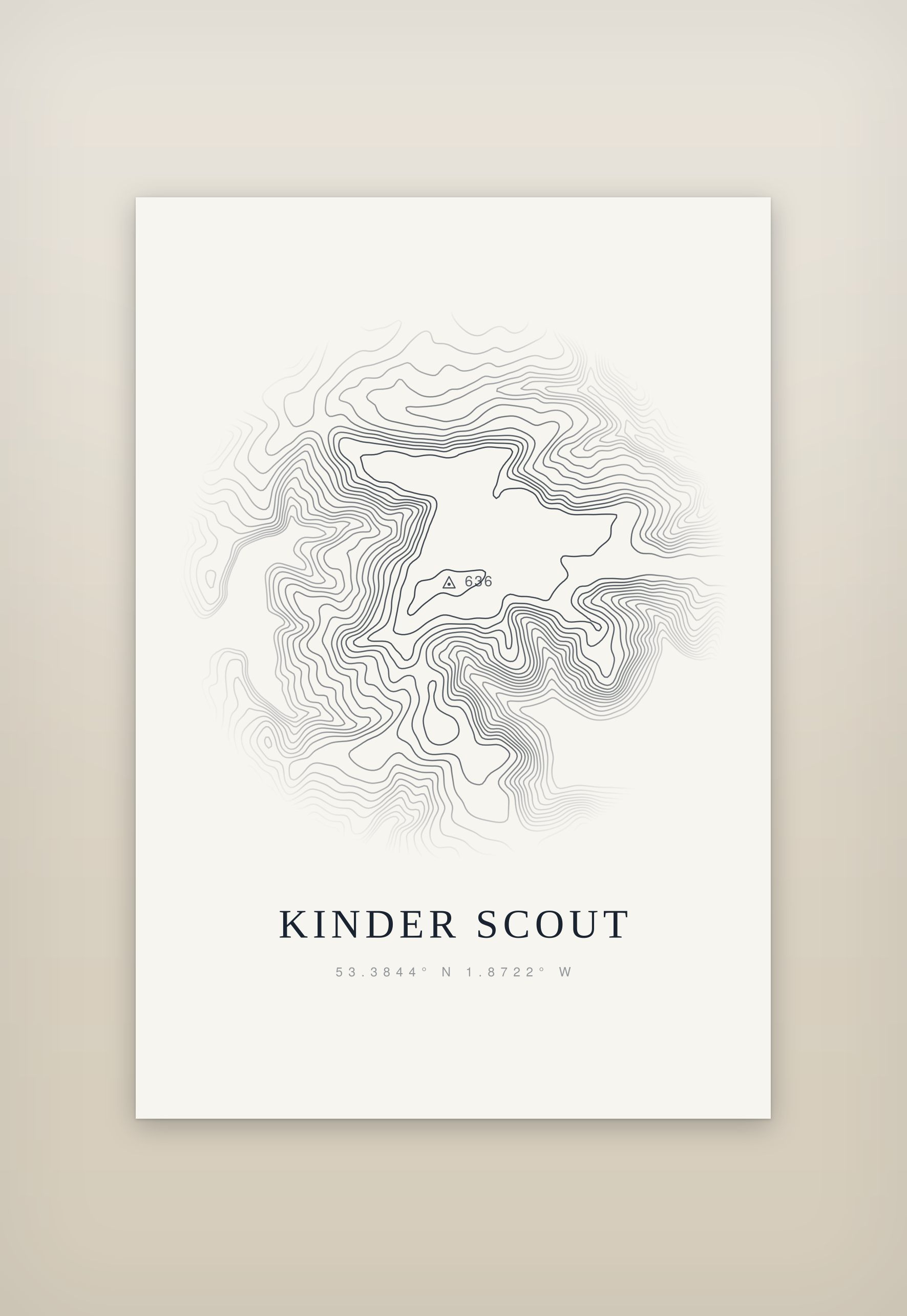 Kinder Scout contour print, mounted