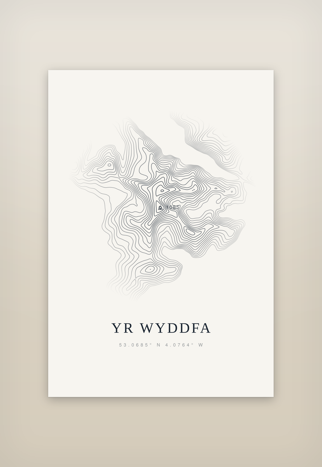 Yr Wyddfa contour print, mounted